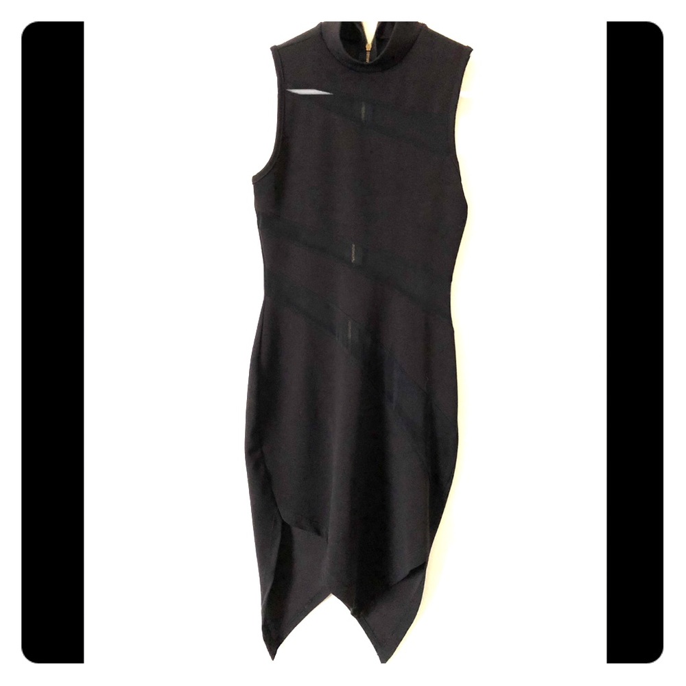 Black Sheer patch dress